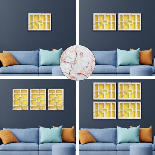 Mirrored Decorative Wall Decor Painting Marble Pattern White Red Gold Silver Office Living Room Restaurant Lobby Hotel Christmas