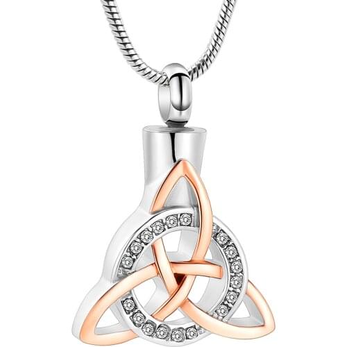 Cremation Urn Necklace for Ashes Stainless Steel Triangle Vintage Crystal Circle Pendant Necklace Urn