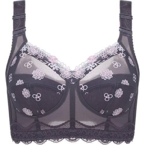 Womens Full Coverage Wire Free Non-Foam Lace Bra 34 36 38 40 42 B C D E F