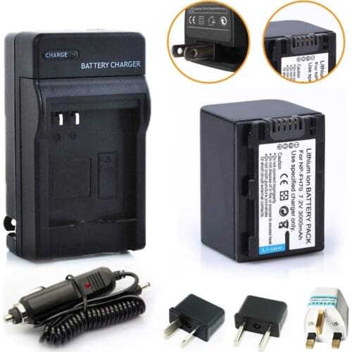 1* 3000mAh NP-FH70 FH70 Li-ion Battery +1* Charger for Sony FH100 FH50 FH30 SR10E free shipping