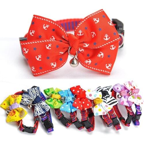 1Pc Safety Dog Cat Pet Collar Cute Bow Tie Dog Collars with Bell Puppy Kitten Necktie Collar