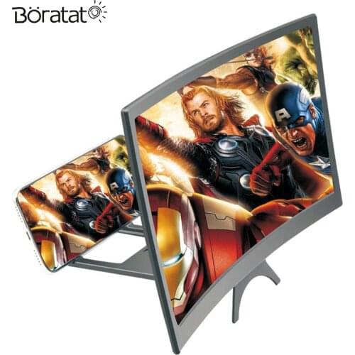 12 inch Curved Screen Amplifier Blu-ray Ultra-clear Surface Mobile Phone Screen Projection Cinema Amplifier Desktop Bracket