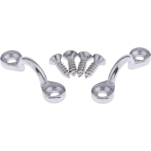 2pcs Stainless Steel Marine C Type Pad Eye Straps Accessories with 4 Screws Water Sports Rowing Boats