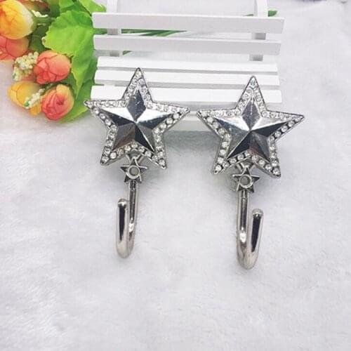 2Pcs/Pair Pentagram Zinc Alloy Curtain Hooks Holdback Tassel Wall Tie Back Hanger Holder Curtain Hanging Accessory