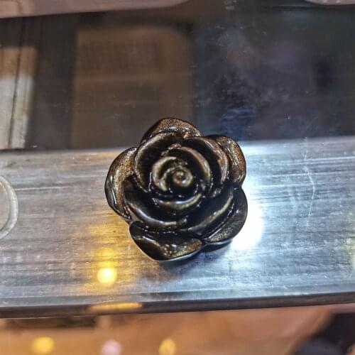 40mm Natural Gold obsidian Crystal Pndant Rose Flower Shape Crystal Stones Jewelry Making For Women Summer Accessories
