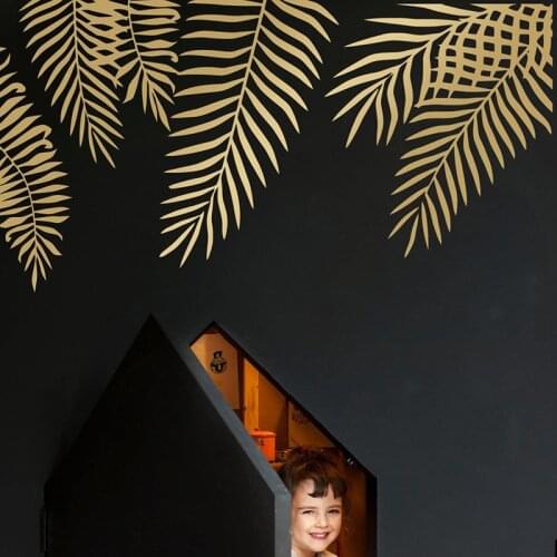 6Pcs Large Tropical Palm Leaf Wall Sticker Decal Playroom Baby Nursery Monstera Palm Leafs Gift Vinyl Home Decor