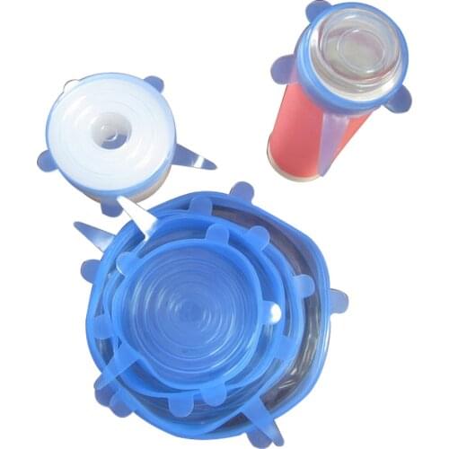 6PCS/Set Universal Silicone Suction Lid-bowl Pan Cooking Pot Lid-silicon Stretch Lid Cover Kitchen Pan Spill Lid Stopper Cover