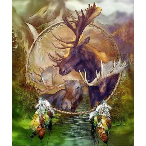Diamond Embroidery Painting Moose Deer Full Mosaic Rhinestones Stickers Wall Decor Puzzle Picture Toy Diamond Dotz Large Size