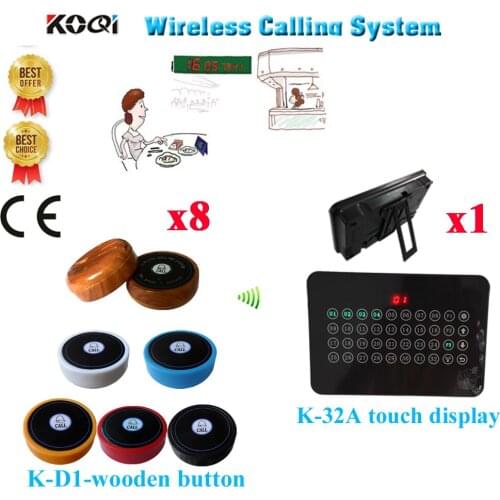 Wireless Number Calling System 433.92MHZ Host Receiver 32 Routes With Caller For Counter Service Ycall (1 display+8 call button)