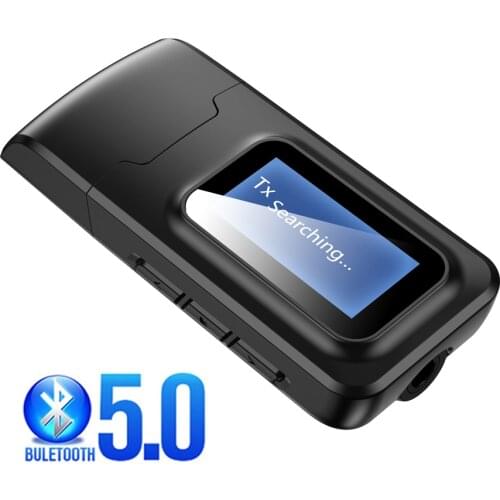 Bluetooth 5.0 Receiver Transmitter LCD Display 3.5mm AUX USB Dongle Stereo Music Wireless Audio Adapter For PC TV Headphone Car
