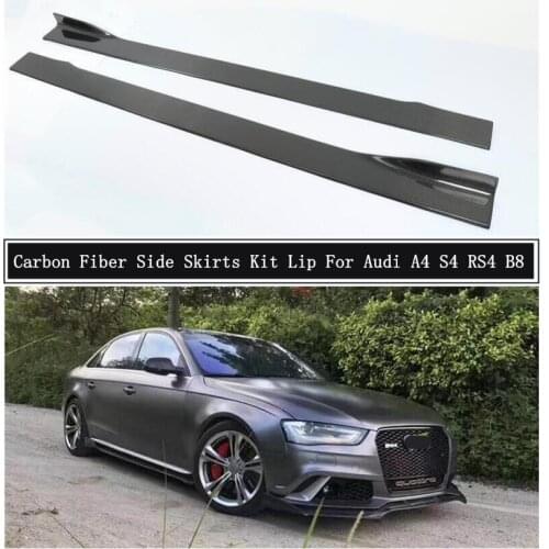 Carbon Fiber Side Body Skirts Kit Lip Splitters Trim Cover Spoiler For Audi A4 S4 RS4 B8 2009 2010 2011 2012 Car Accessories