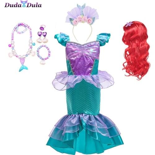 Baby Girl Little Mermaid Princess Dress Ariel Cosplay Costumes For Kids Up Sets Children Clothing Party Summer