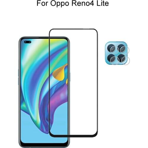 For Oppo Reno4 Lite Screen Protector Protective Tempered Glass Full Cover Explosion Proof & Camera Lens Film