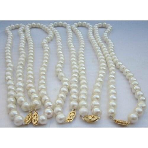 Hot New 9-10mm 5PCS Akoya white Cultivation pearl necklace 18'' AA