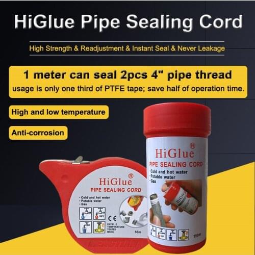 HiGlue 55 PTFE Thread Seal string , PTFE String , Pipe Thread tape for thread sealing 50m*5pcs