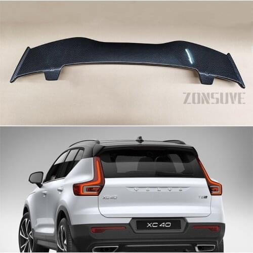 Use For Volvo XC40 2019 2020 Spoiler ABS Plastic Carbon Fiber Look Hatchback Roof Rear Wing Body Kit Accessories
