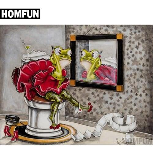 HOMFUN Full Diamond "Frog toilet" DIY 5D Diamond Painting Cross Stitch Home Decor Picture Of Rhinestone Handmade A00619