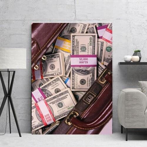 HD Printed US Dollar Cash Pictures Wall Art Money Canvas Painting Home Decor Modular Currency Poster For Living Room Framework