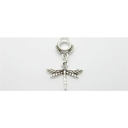 Classic 20pcs dragonfly charms big hole loose bead fit Pandora bracelet pendants DIY