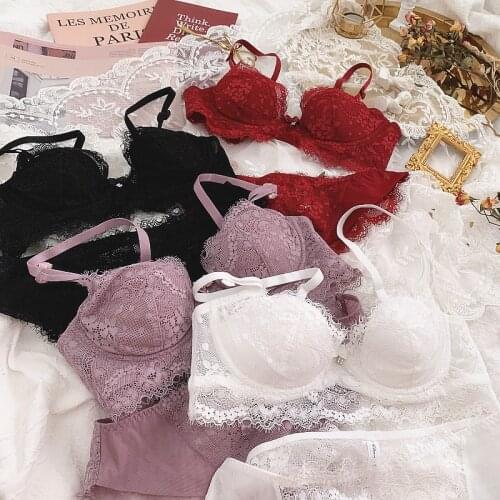 2020 New ABCD Cotton Bra Set big Cup female sexy Bra and Panties Set Underwear Women Lingerie lace thin intimates 4 Colors