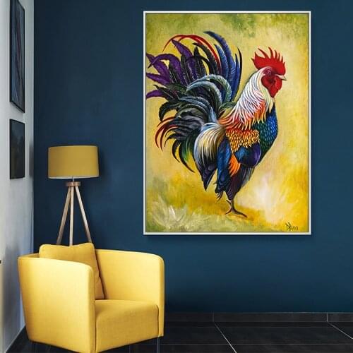 Colorful and Majestic Rooster Canvas Painting Modern Animals Posters Prints Wall Art Pictures for Living Room Home Decor Cuadros