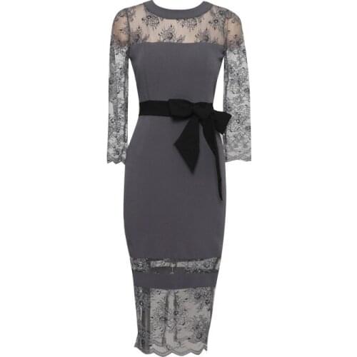 Lace Transparent Sexy Korean Dress Women Elegant Pastel Trendy Vestidos Office Ladies Chic Midi Dress Spring Autumn Ukraine