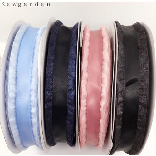 Kewgarden 40mm 4cm Yarn Side Ribbed fold Ribbon DIY bowknot accessories Satin Ribbons handmade Riband tape 3y/lot