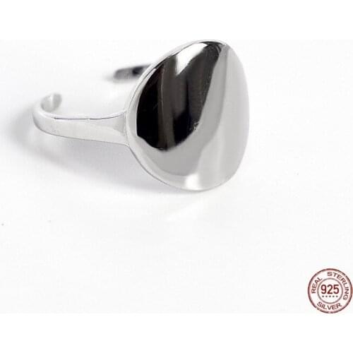 LKO Smooth Circular Finger Ring 925 Sterling Silver Temperament Simplicity Fashion Female Trendy Adjustable Opening Rings