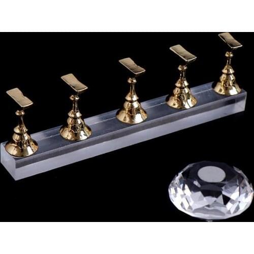 Magnetic False Nail Tips Practice Trainning Display Stand Holder Base Alloy Crystal Nail Art Polish Display Manicure Tools