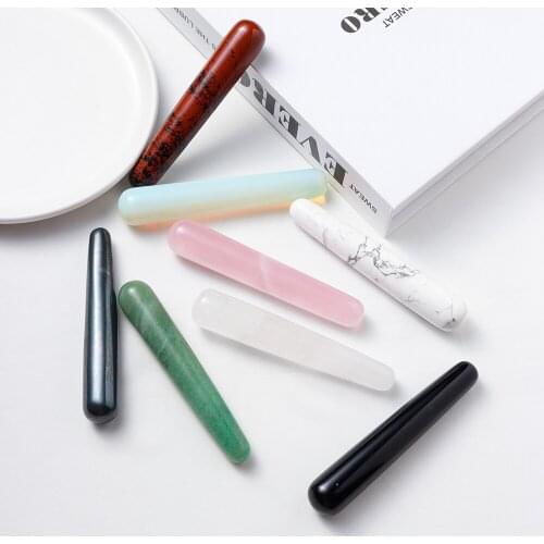 Natural Crystal Face Massager Opal Stone Rose Clear Quartz Reiki Gemstone Massage Stick for Woman Gifts Spa Facial Massage