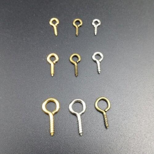 100pcs/lot 8*4mm 3colors Metal Screw Eye Pins For Pendant Iron Screw Eye Hooks Clasps Fit Drilled Beads Diy Jewelry Making