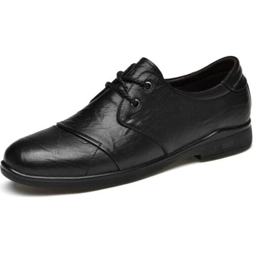 Genuine leather Men shoes Business Casual shoes Men flats Plus Size Black Leather shoes for Men loafers Moccasins zapatos hombre