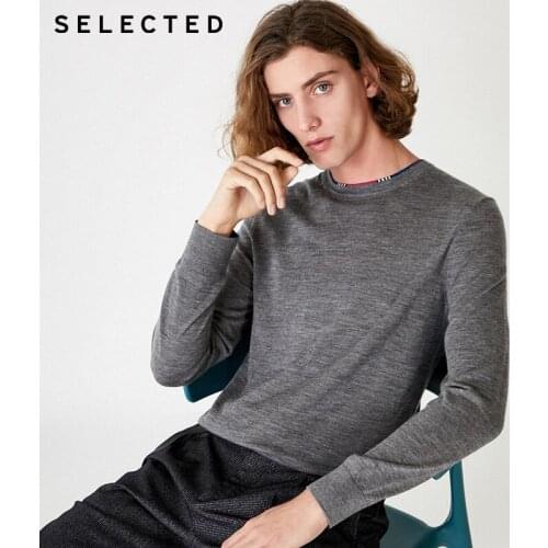 SELECTED Mens Winter Pure Color Wool Crew Neck Casual Sweater | 419324517