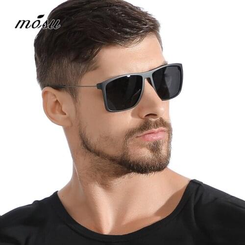 MOSU DESIGN Men Polarized Square Sunglasses Outdoor Sports Male Eyewear Aviation Aluminum Legs UV400 Protection MP0056