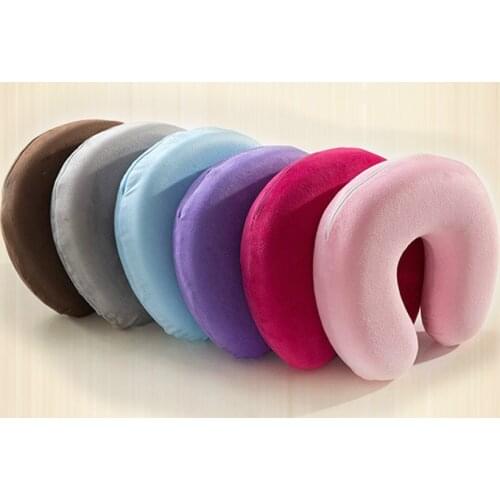 Soft U Shaped Slow Rebound Memory Foam Pillow Travel Neck Pillow for Office Flight Traveling Cotton Pillows Head Rest Cushion