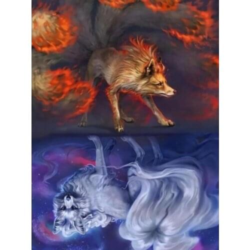 Wolf preparing to attack DIY Diamond Painting Kit Diamond Floral cross Stitch Rhinestone Mosaic Painting Hall Hanging Murals