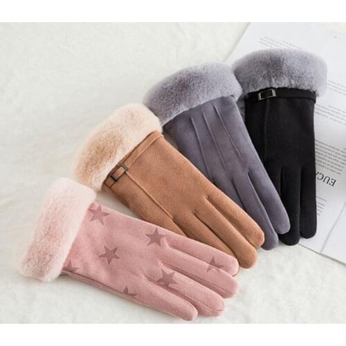 New 2019 Winter Warm Gloves Women Double Plus Velvet Thick Windproof Cold Riding Touch Screen Gloves