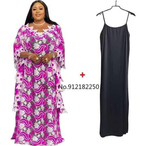 2021 New African Guipure Lace Dresses For Women Ankara Dashiki Embroidery Maxi Robe Wedding Party Kaftan Abaya Plus Size Bubu