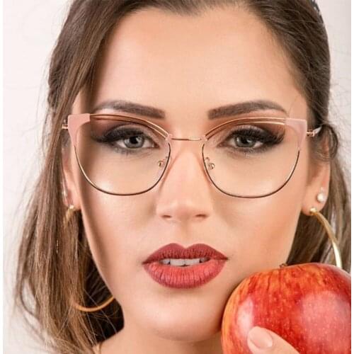 Blue Light-Resistant Glasses Women Trendy Metal Frames Eyeglasses Men Classic Clear Lenses Vision Care Spectacles