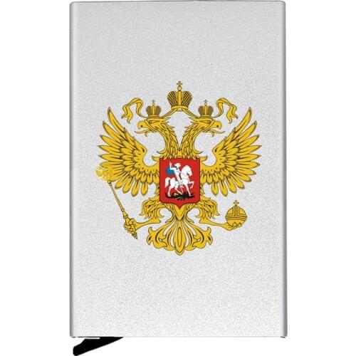 Personalized Metal Men Women Credit Card Holder Fashion Россия Symbols Printing Travel ID Cardholder Case Rfid Wallet
