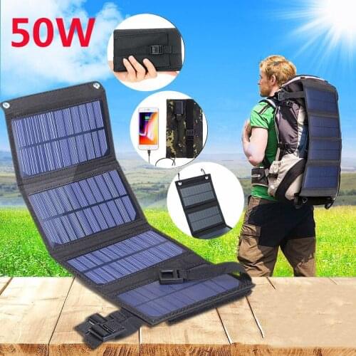 50W Foldable Solar Panel 5V USB Portable Folding Waterproof Solar Panel Solar Cell Charger Mobile Power Battery Charge Outdoor