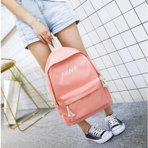 4 Colors Pink Green Black Yellow Casual Canvas Backpack Simple Student School Bags for Teenage Girls Boys Laptop Casual Daypacks