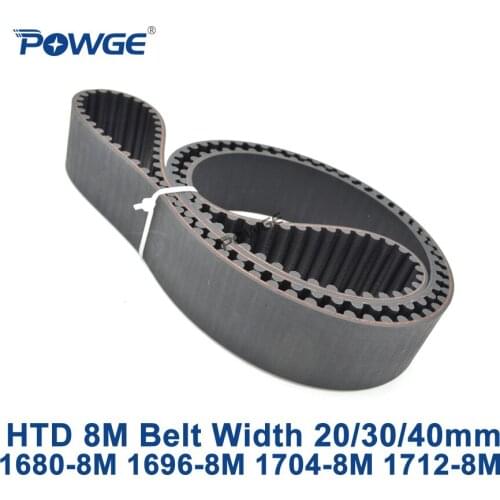 POWGE HTD 8M synchronous Timing belt C=1680/1696/1704/1712 width 20/30/40mm Teeth 210 212 213 214 HTD8M 1680-8M 1696-8M 1712-8M
