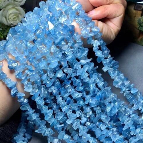 Natural blue crystal stone Freeform Gravel DIY Gems Loose Beads Strand 40cm Jewelry Making