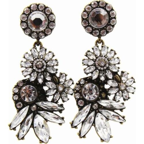 Crystal Flower Drop Earrings For Women 2019 Bijoux Luxury Vintage Love Wedding Earring Statement Brinco Bijouterie Party Gift