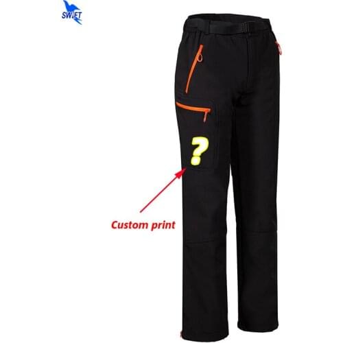 Customize LOGO Camping Hiking Softshell Pants Women Waterproof Thermal Fleece Trousers Outdoor Sport Trekking Skiing Clothing