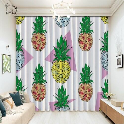 Summer Tropical Leaves Pineapple Flowers Curtains For Car Hotel Curtain Luxury Living Room Cafe ChildrenS Curtain Micro Shading