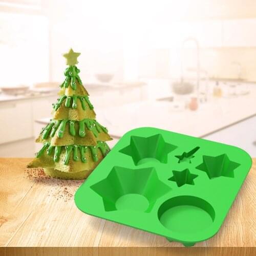 DIY Christmas Tree Cake Silicone Mould Cake Chocolate Bake Moulds Ice Cubes Tray Jelly Wax Mould- Create Multi-Layered 3D