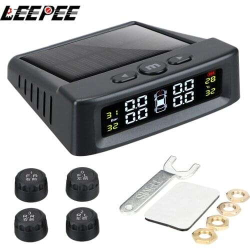 Solar TPMS Tire Pressure Monitoring System Car Tyre Pressure Monitor External/Built-in With 4 External Sensor Tire Accessories
