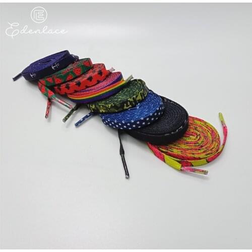 Sublimated Watermelon Shoelace Star Anchor Shoelaces Rainbow Camouflage Shoe Lace Dougnut Bootlace Flat Printed Shoestrings
